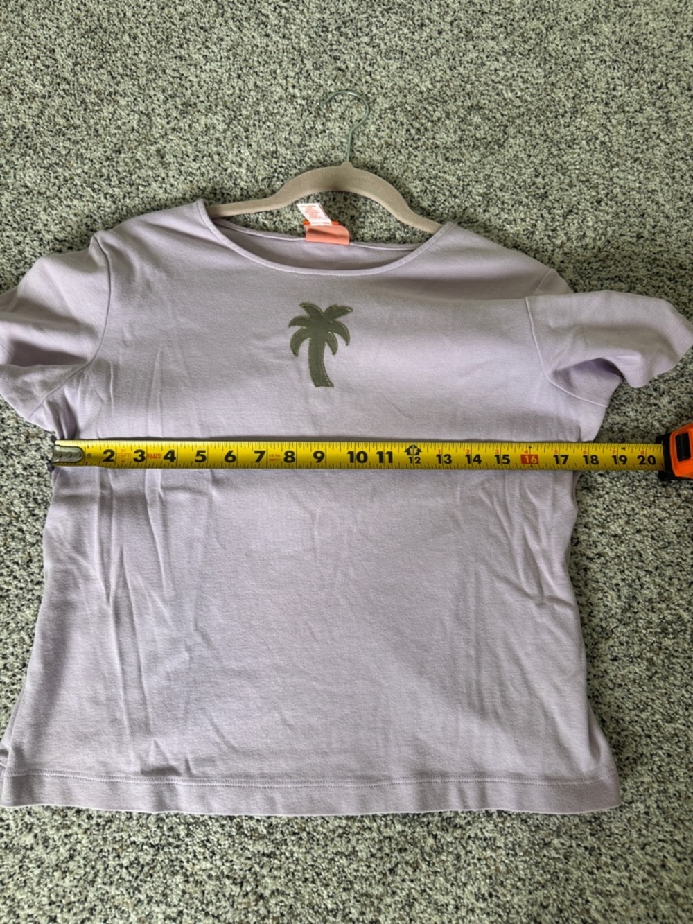 hearts of palm lavender tee with with beige palm tree - Picture 4 of 6